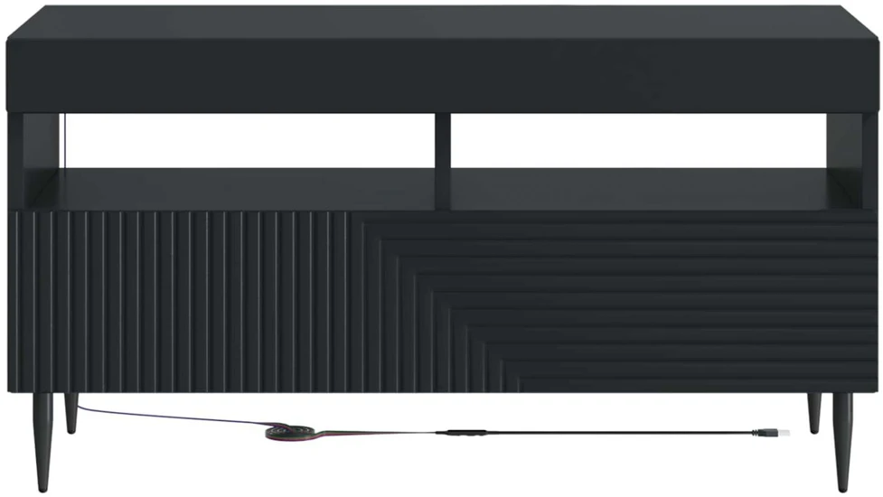 TV staliukas LED televizoriaus spintelė Juoda Apdirbta mediena