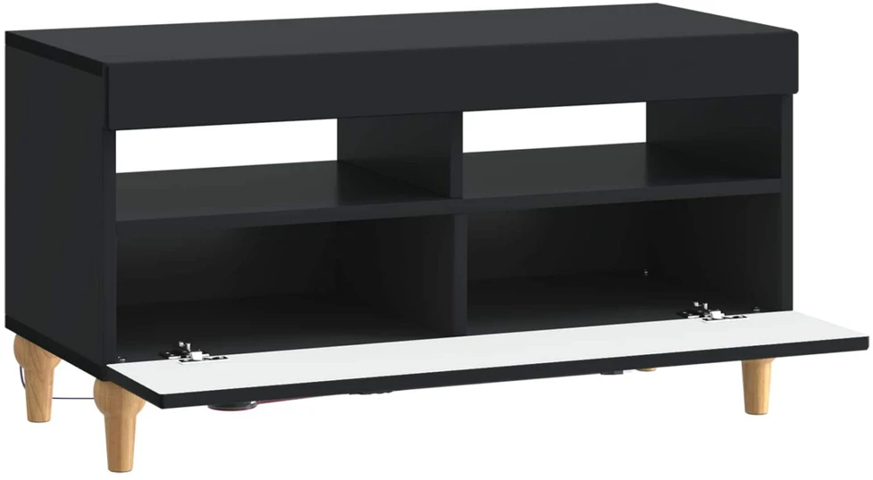 TV staliukas LED televizoriaus spintelė Juoda Apdirbta mediena