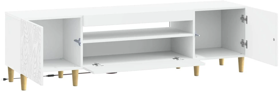 TV staliukas LED televizoriaus spintelė Balta Apdirbta mediena