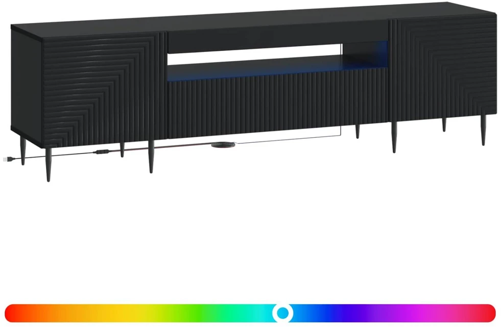 TV staliukas LED televizoriaus spintelė Juoda Apdirbta mediena