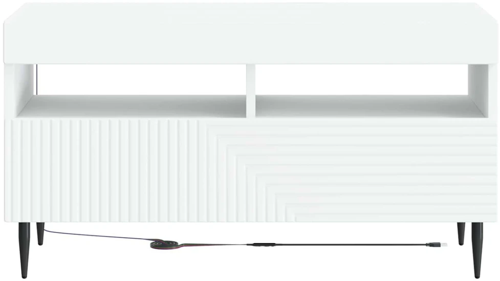 TV staliukas LED televizoriaus spintelė Balta Apdirbta mediena