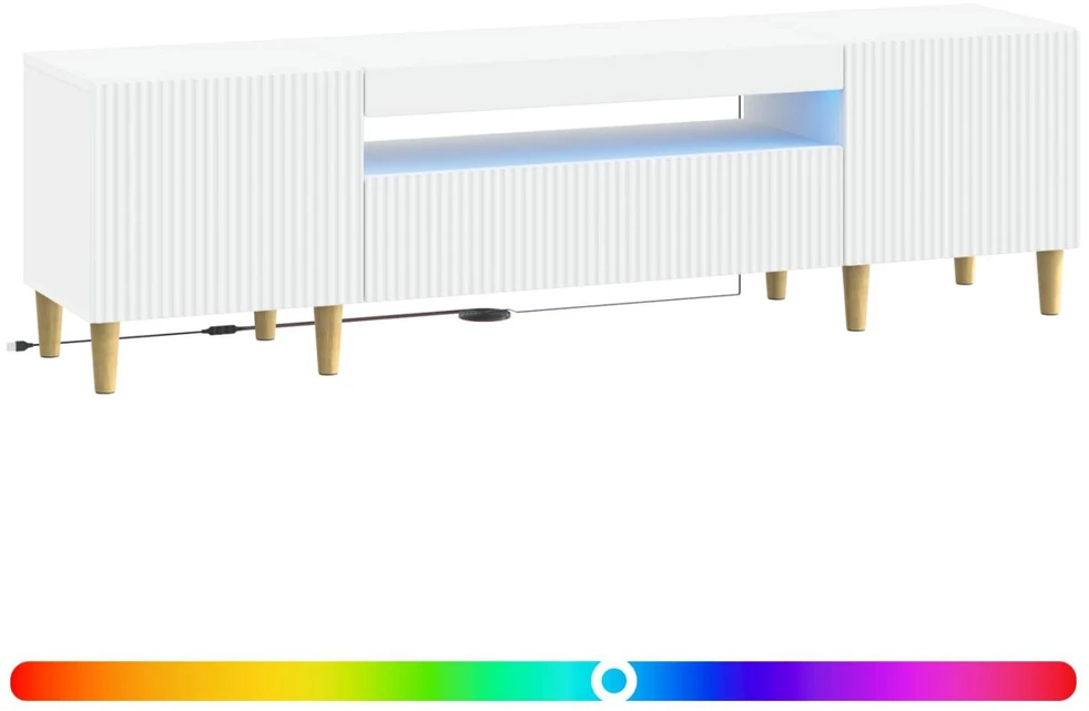 TV staliukas LED televizoriaus spintelė Balta Apdirbta mediena