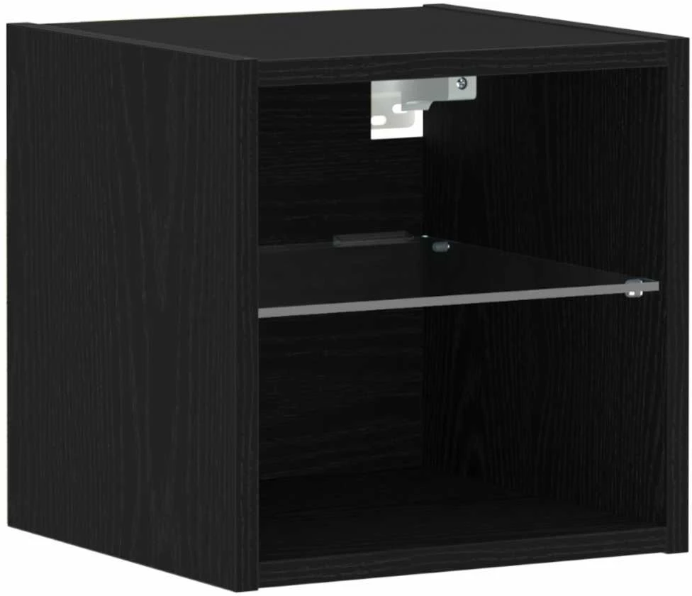 TV staliukas LED sieninis šoninis stalelis Juoda 30 x 28,5 x 30 cm