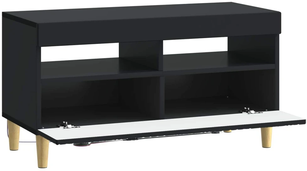 TV staliukas LED televizoriaus spintelė Juoda Apdirbta mediena