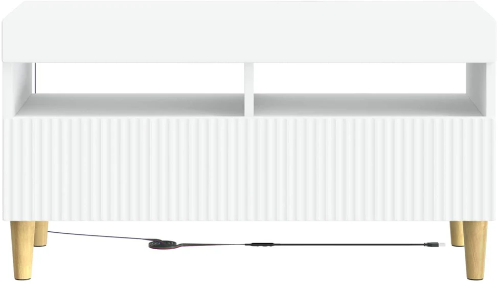 TV staliukas LED televizoriaus spintelė Balta Apdirbta mediena