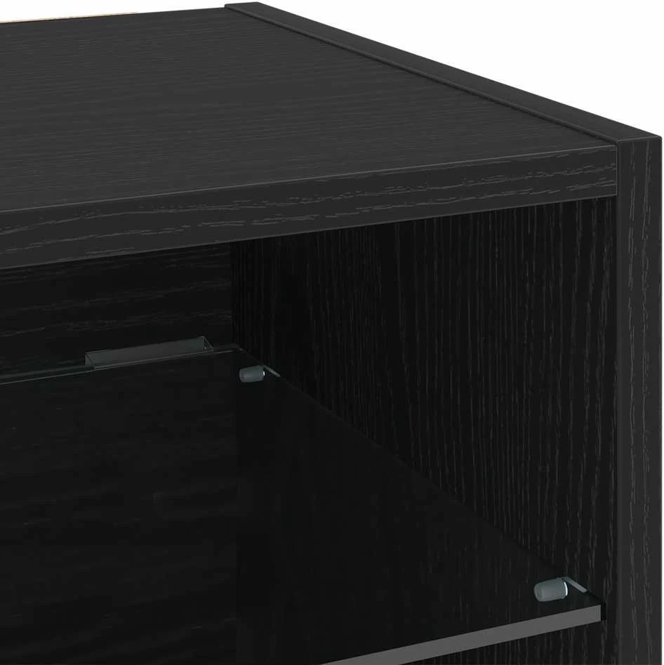 TV staliukas LED sieninis šoninis stalelis Juoda 30 x 28,5 x 30 cm