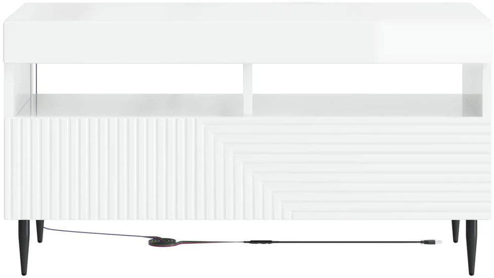 TV staliukas LED televizoriaus spintelė Itin blizgi balta Apdirbta mediena