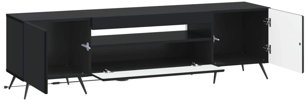 TV staliukas LED televizoriaus spintelė Juoda Apdirbta mediena