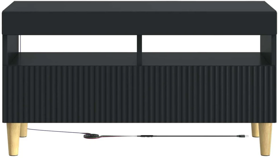 TV staliukas LED televizoriaus spintelė Juoda Apdirbta mediena