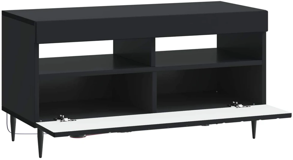 TV staliukas LED televizoriaus spintelė Juoda Apdirbta mediena