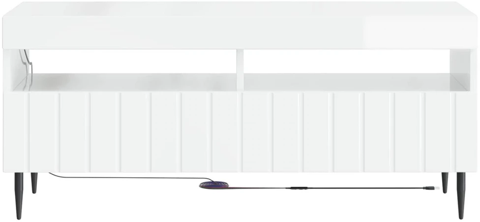 TV staliukas LED televizoriaus spintelė Itin blizgi balta Apdirbta mediena