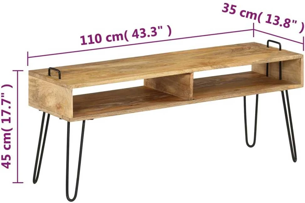 TV staliukas, mango medienos masyvas, 110x35x45cm