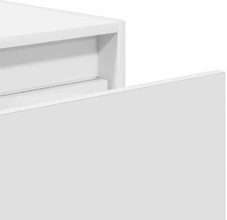 Prie sienos montuojama naktinė spintelė su LED, balta
