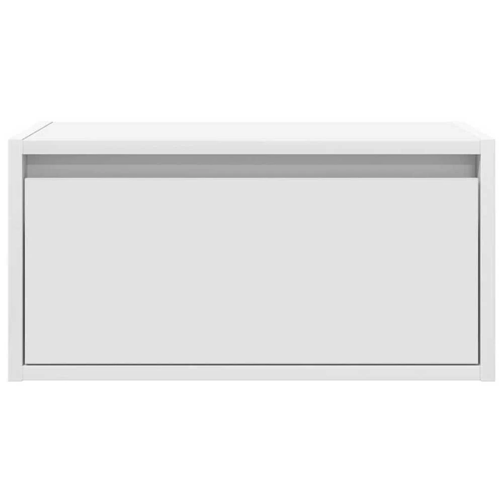 Prie sienos montuojama naktinė spintelė su LED, balta