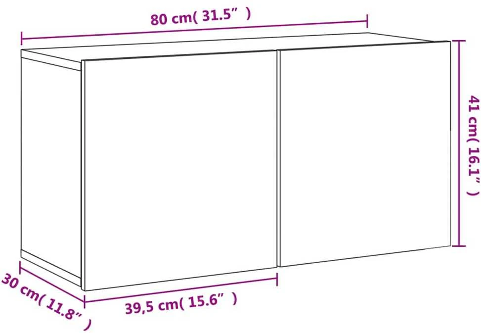 TV staliukas Prie sienos montuojama TV spintelė, ąžuolo spalvos, 80x30x41cm