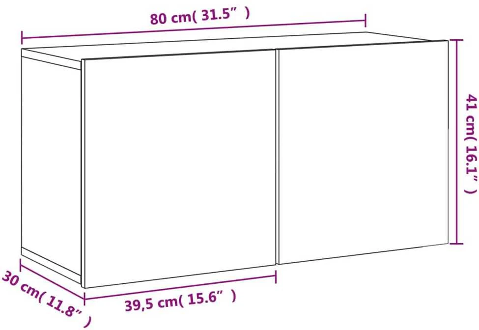 TV staliukas Prie sienos montuojama TV spintelė, betono pilka, 80x30x41cm
