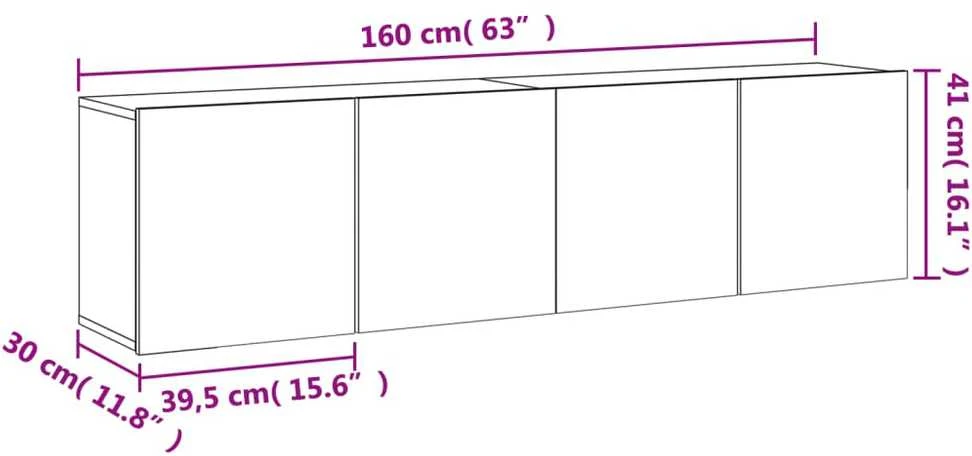 TV staliukas Prie sienos montuojamos TV spintelės, 2vnt., ąžuolo, 80x30x41cm