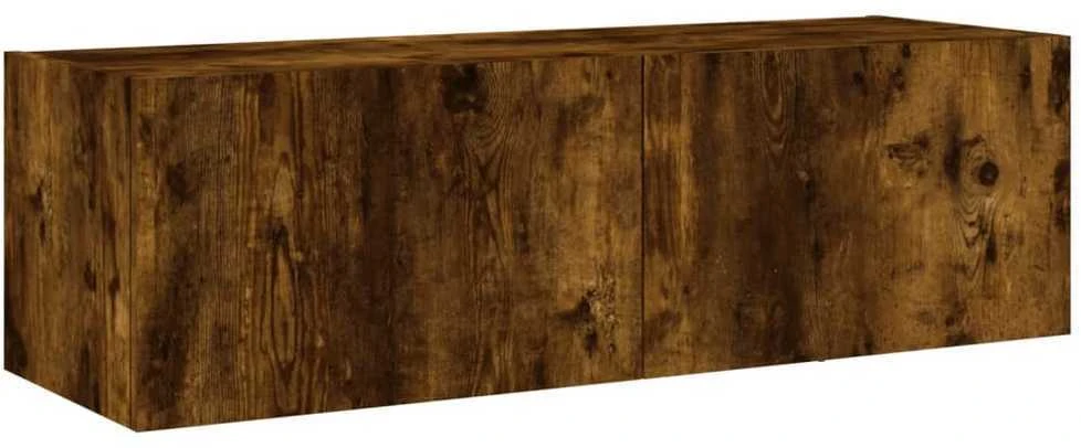 TV staliukas Sieninė TV spintelė su LED lemputėmis, dūminė, 100x35x31cm