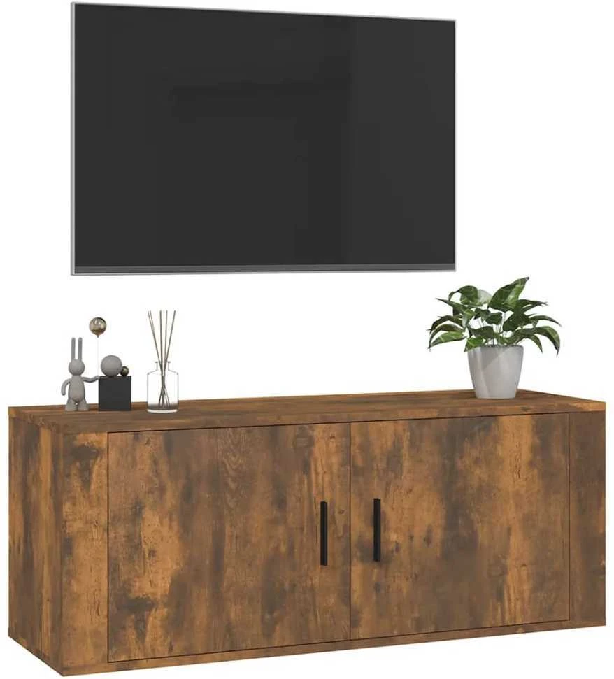 TV staliukas Sieninė televizoriaus spintelė, dūminio ąžuolo, 100x34,5x40cm