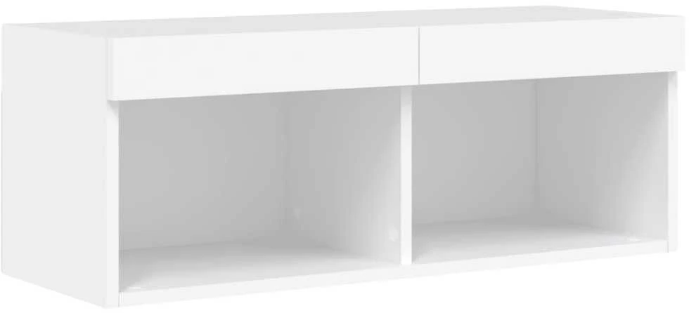 TV staliukas Sieninė TV sekcija su LED, 4 dalių, balta, apdirbta mediena