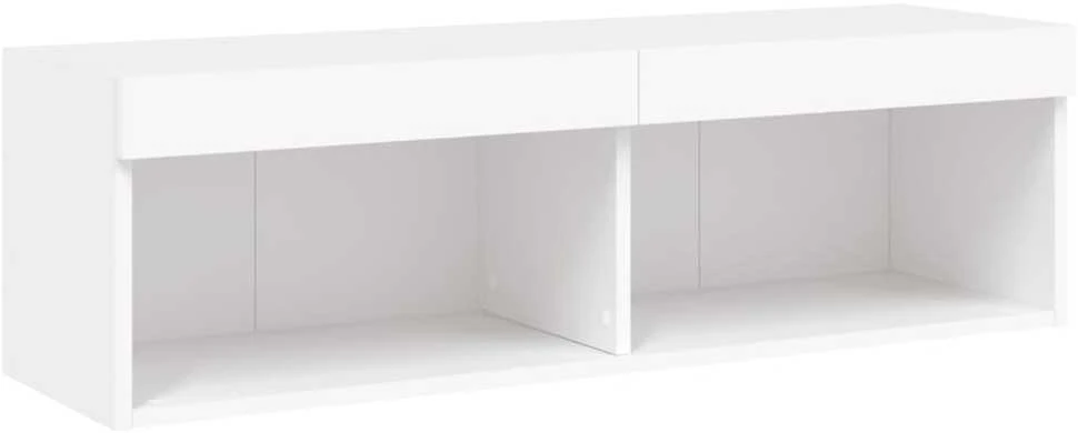 TV staliukas Sieninė TV sekcija su LED, 5 dalių, balta, apdirbta mediena
