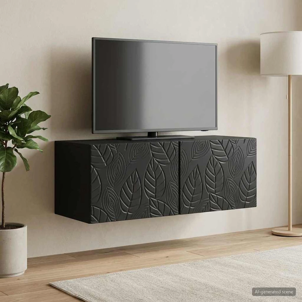 TV staliukas Sieninė TV spintelė 59,5 x 41 x 30 cm Juoda Apdirbta mediena