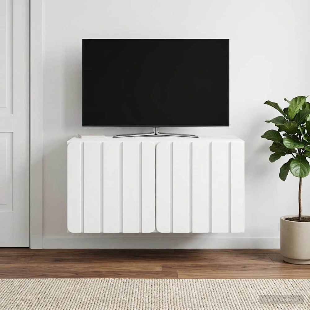 Sieninė TV spintelė 59,5 x 41 x 30 cm Balta Apdirbta mediena