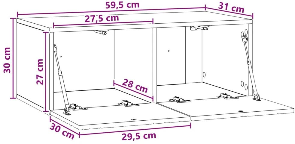 TV staliukas Sieninė TV spintelė 59,5 x 31 cm Sendintos medienos