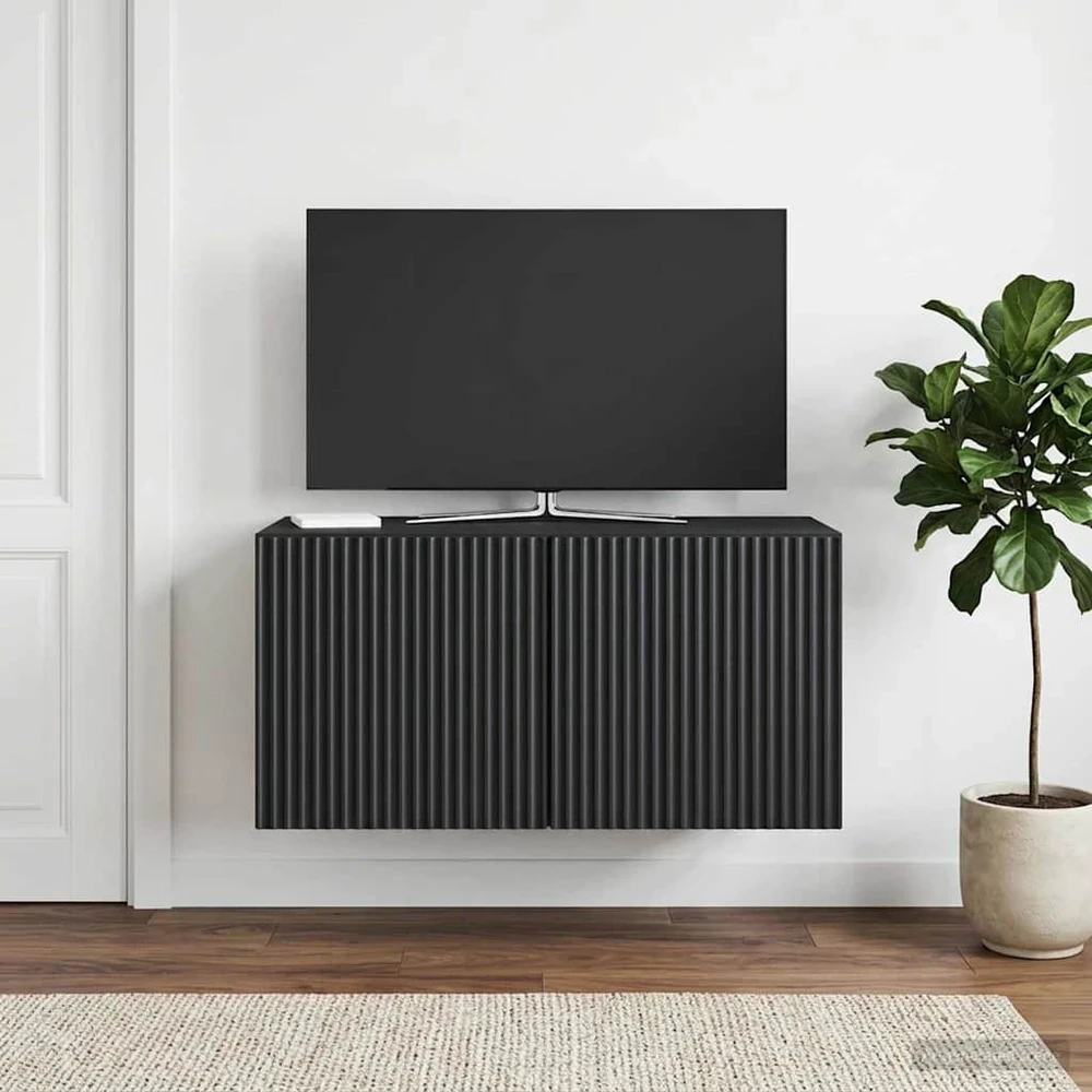TV staliukas Sieninė TV spintelė 59,5 x 31 x 30 cm Juoda Apdirbta mediena