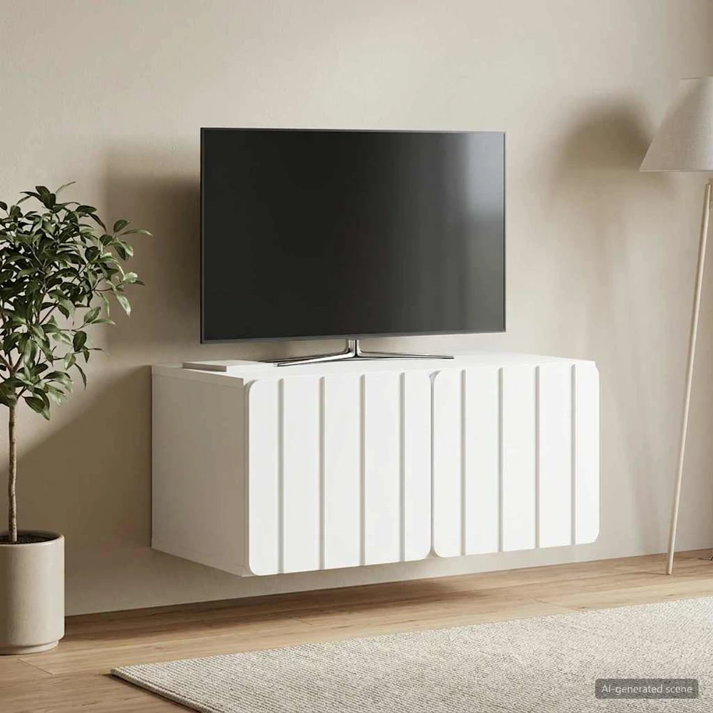 Sieninė TV spintelė 59,5 x 41 x 30 cm Balta Apdirbta mediena