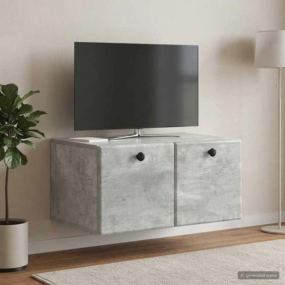 TV staliukas Sieninė TV spintelė 59,5 x 41 x 30 cm Betono pilka
