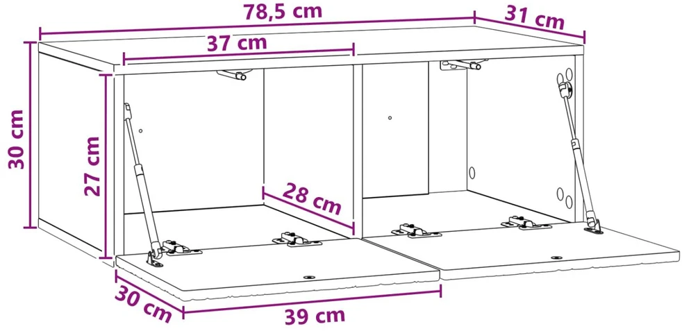 TV staliukas Sieninė TV spintelė 78,5 x 31 cm Balta Apdirbta mediena