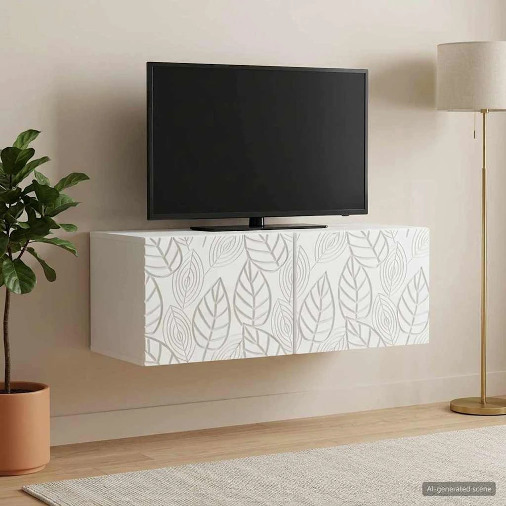 TV staliukas Sieninė TV spintelė 78,5 x 31 cm Balta Apdirbta mediena