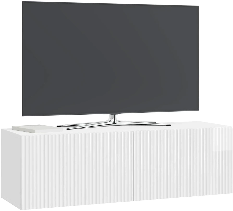 TV staliukas Sieninė TV spintelė 98 x 31 x 30 cm Itin blizgi balta