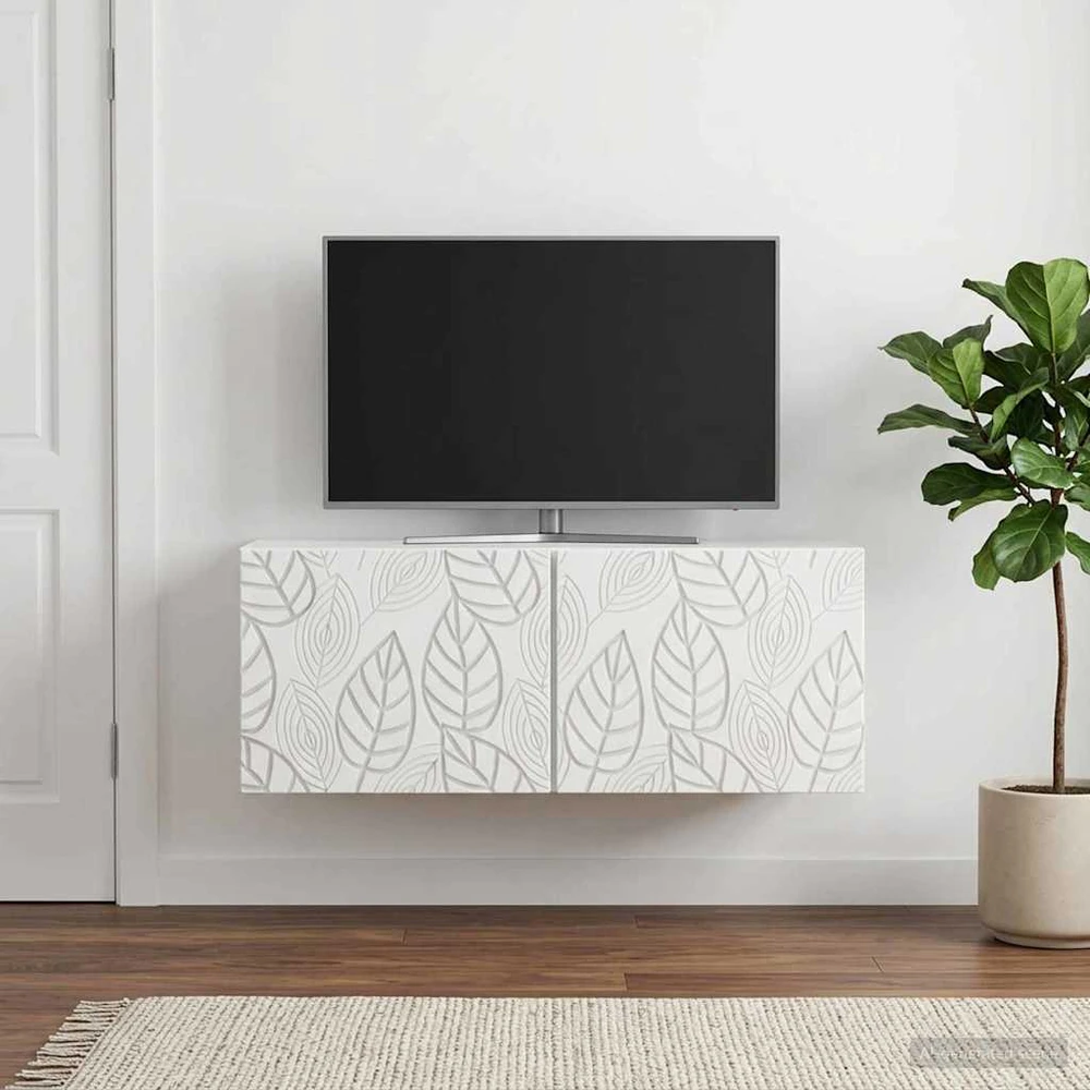 TV staliukas Sieninė TV spintelė 98 x 41 x 30 cm Balta Apdirbta mediena
