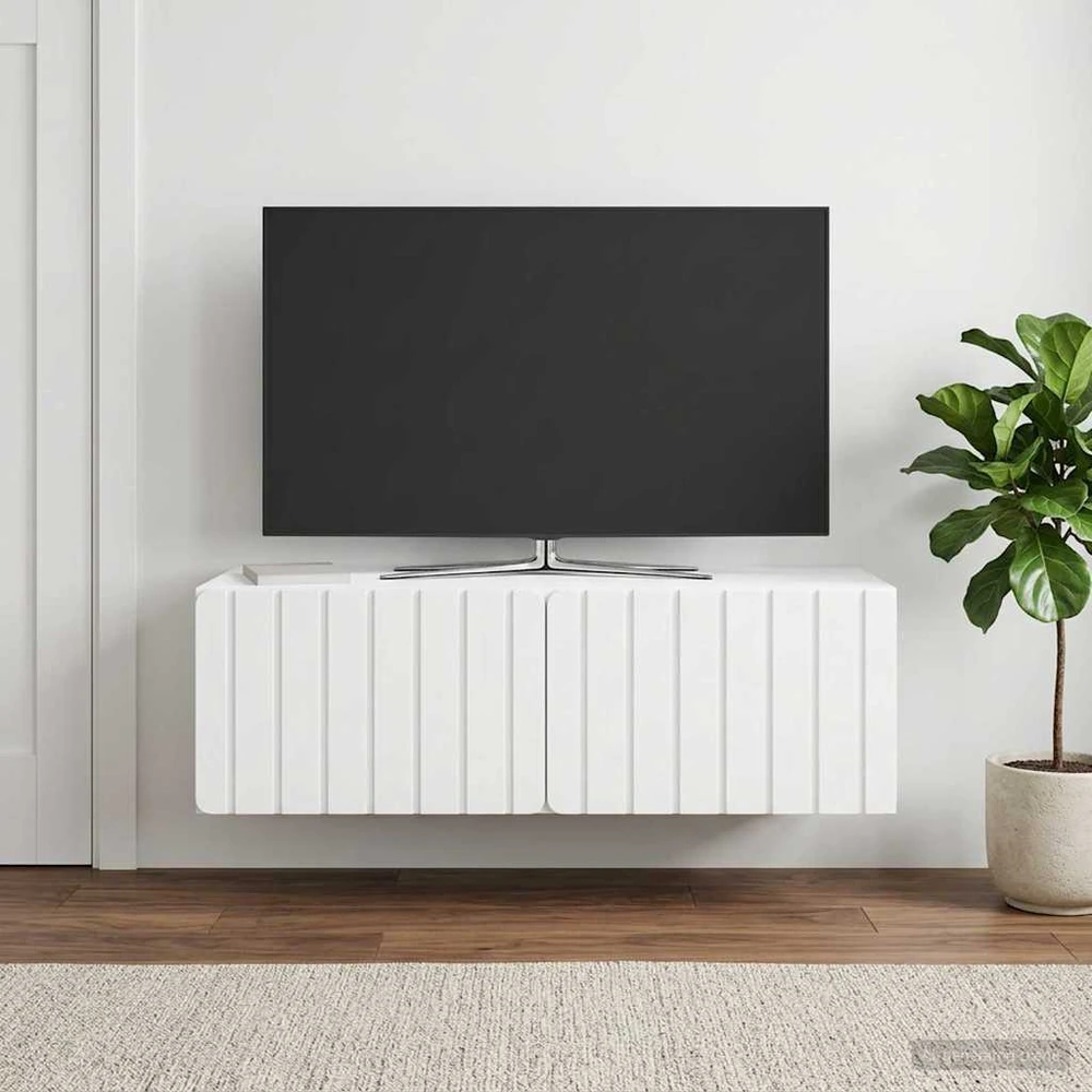 TV staliukas Sieninė TV spintelė 98 x 41 x 30 cm Balta Apdirbta mediena