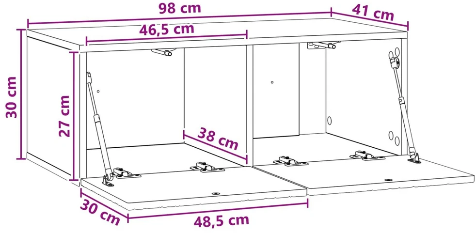 TV staliukas Sieninė TV spintelė 98 x 41 x 30 cm Balta Apdirbta mediena