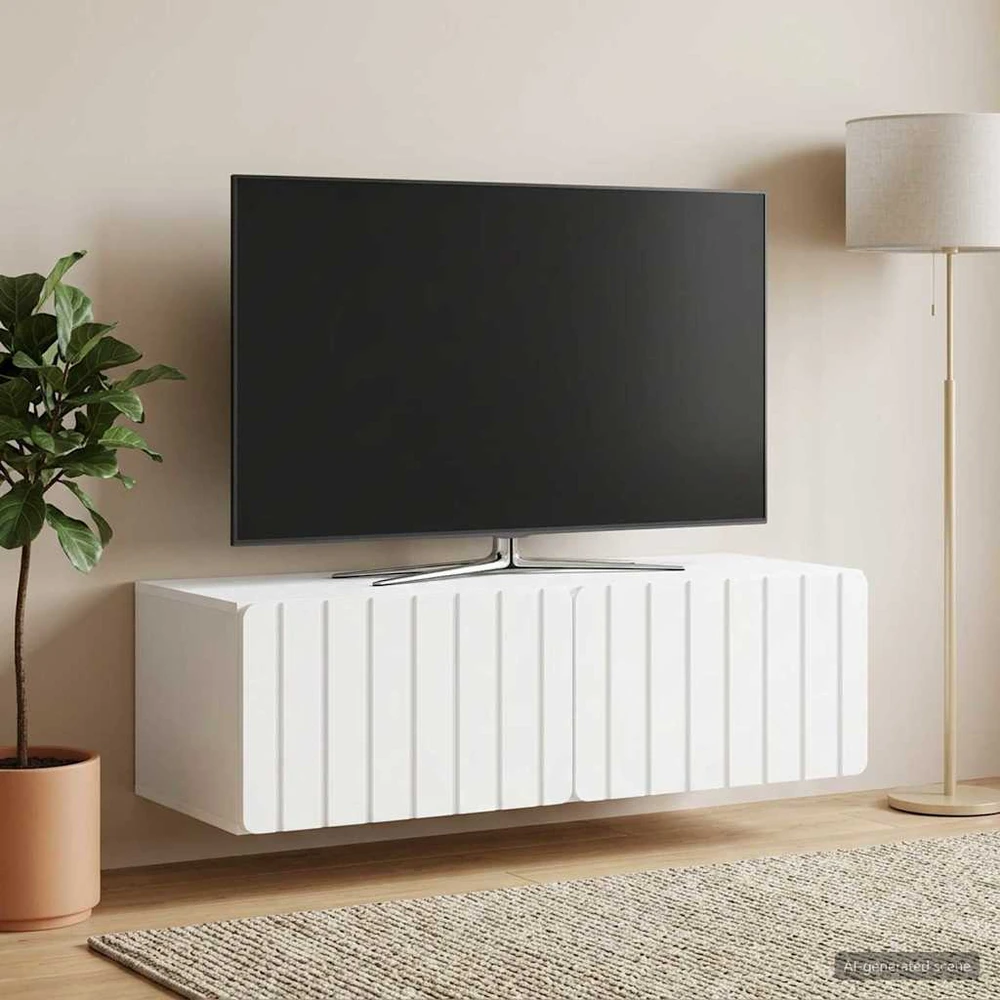 TV staliukas Sieninė TV spintelė 98 x 41 x 30 cm Balta Apdirbta mediena