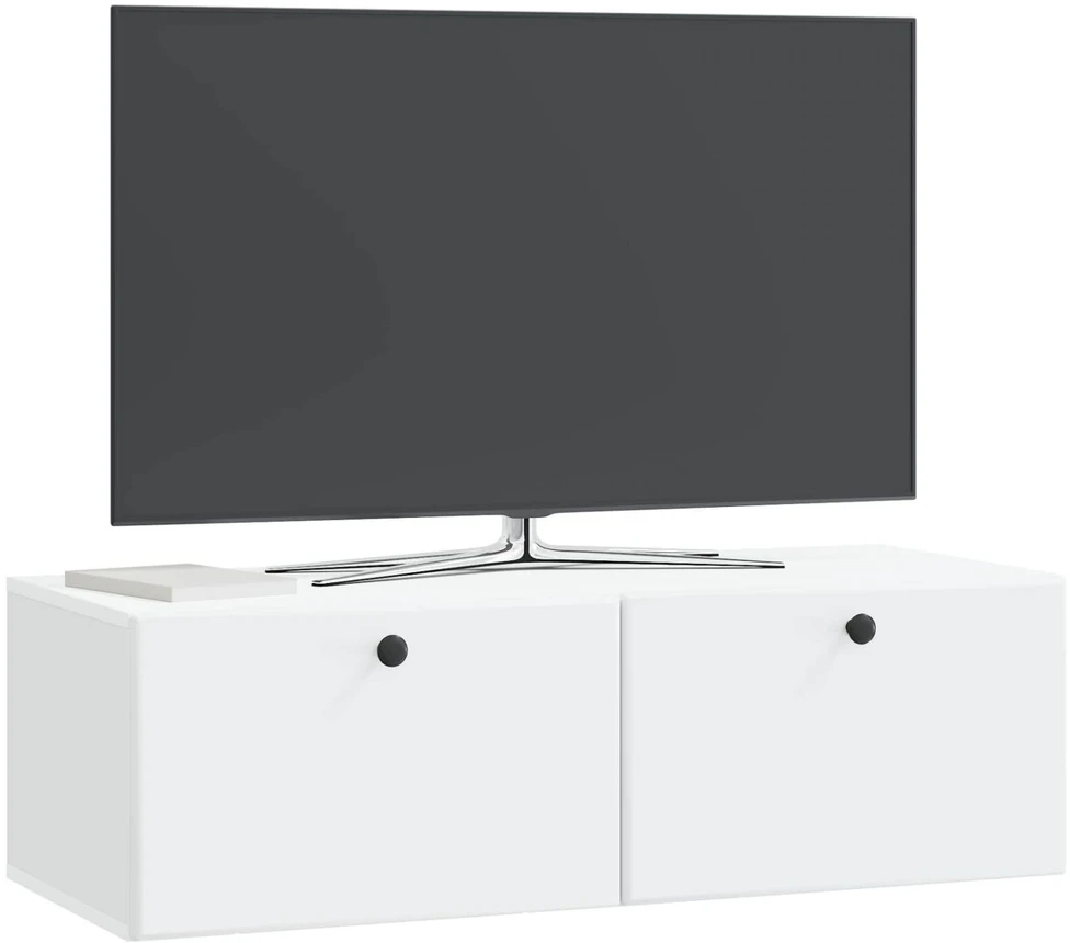 TV staliukas Sieninė TV spintelė 98 x 41 x 30 cm Balta Apdirbta mediena