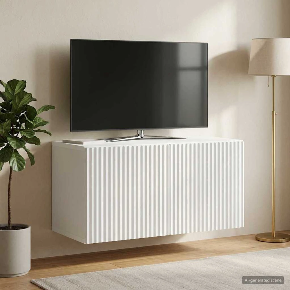 TV staliukas Sieninė TV spintelė Balta 59,5 x 31 x 30 cm Apdirbta mediena