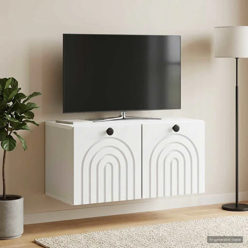 TV staliukas Sieninė TV spintelė Balta 59,5 x 31 x 30 cm Apdirbta mediena