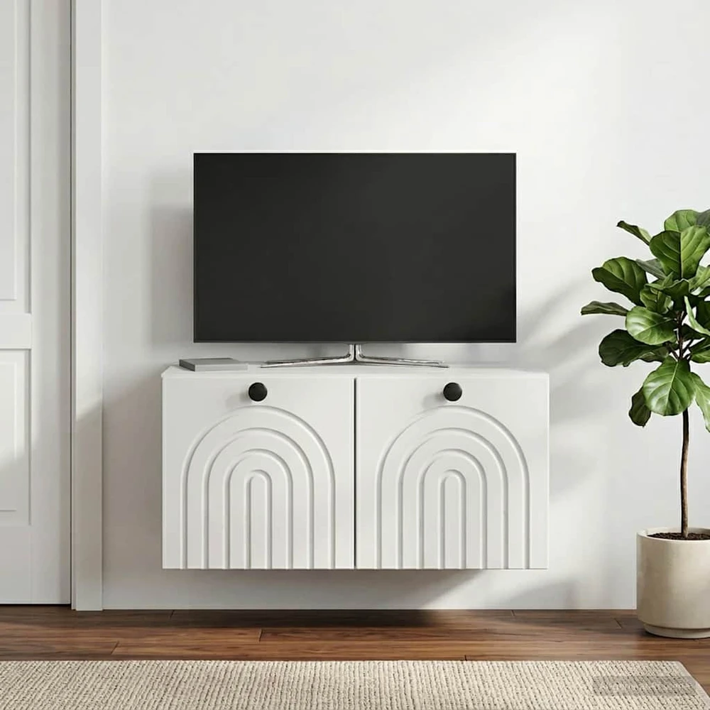 TV staliukas Sieninė TV spintelė Balta 59,5 x 31 x 30 cm Apdirbta mediena