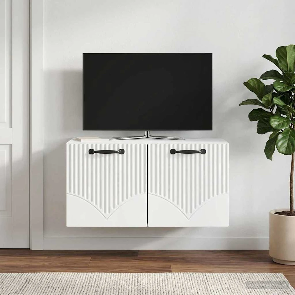 TV staliukas Sieninė TV spintelė Balta 59,5 x 31 x 30 cm Apdirbta mediena