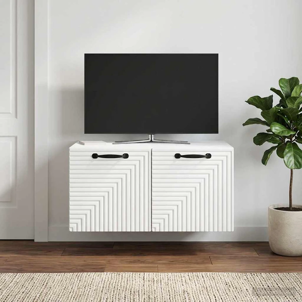 TV staliukas Sieninė TV spintelė Balta 59,5 x 41 x 30 cm Apdirbta mediena