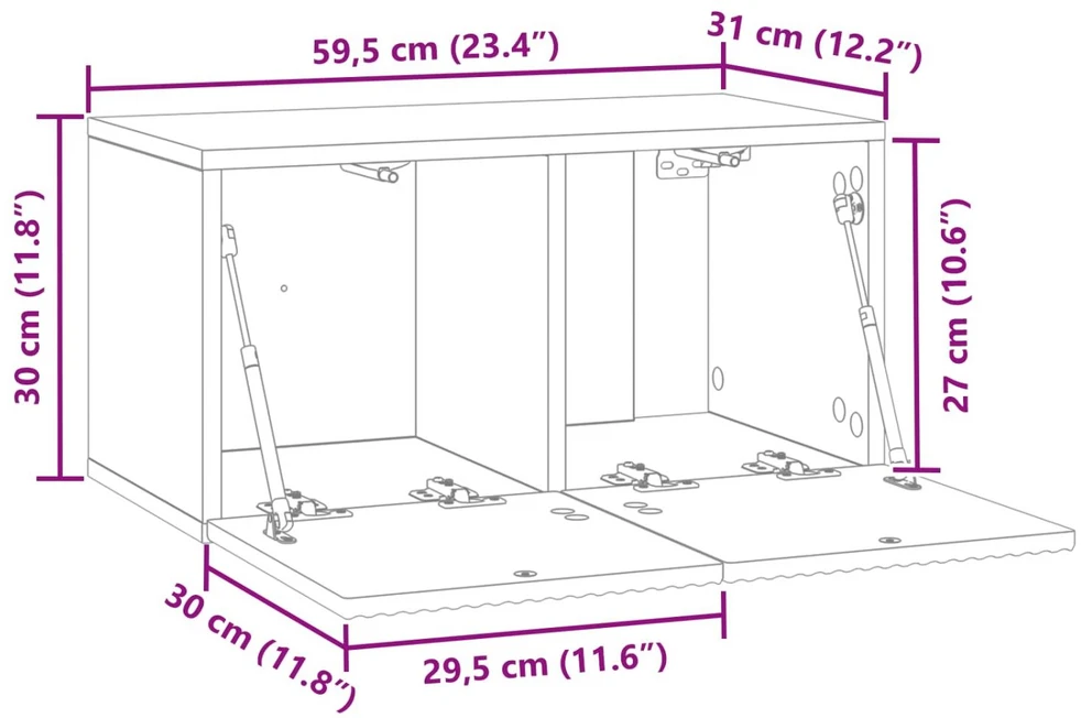 TV staliukas Sieninė TV spintelė Balta 59,5 x 31 x 30 cm Apdirbta mediena