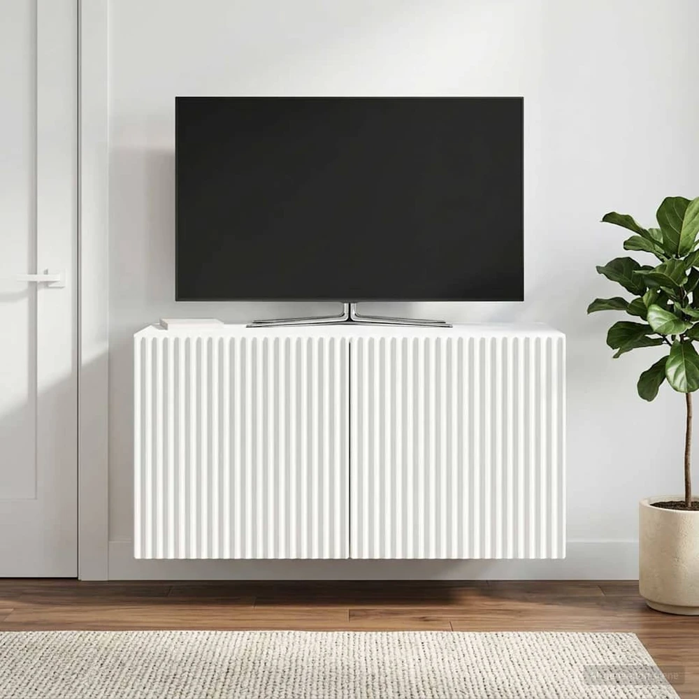 TV staliukas Sieninė TV spintelė Balta 59,5 x 31 x 30 cm Apdirbta mediena