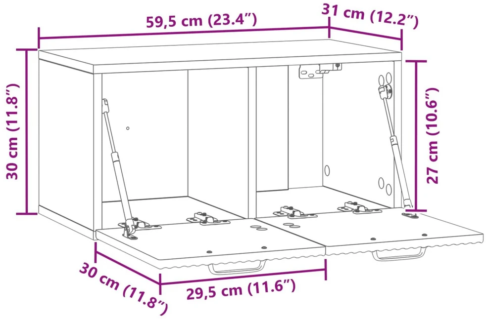 TV staliukas Sieninė TV spintelė Balta 59,5 x 31 x 30 cm Apdirbta mediena