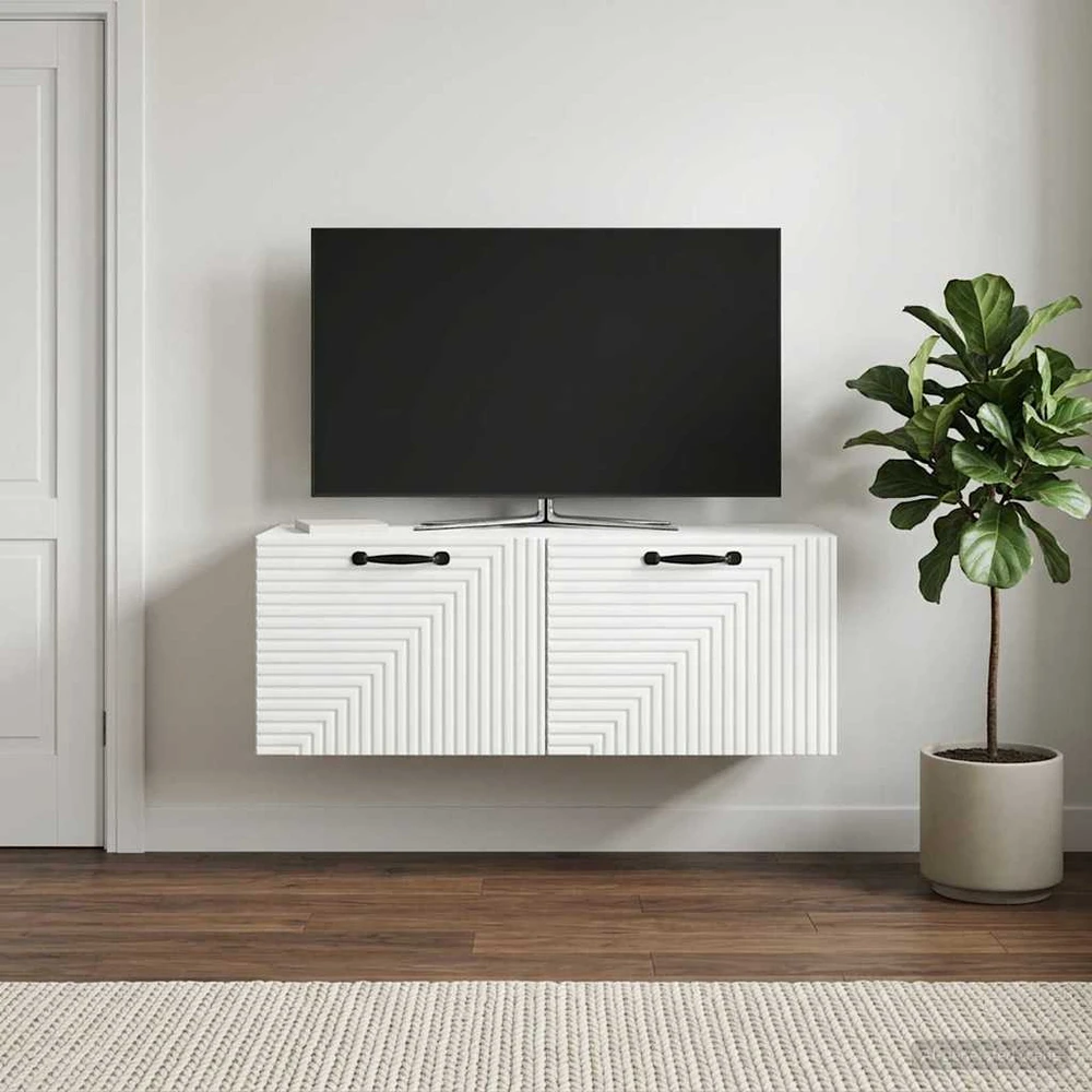TV staliukas Sieninė TV spintelė Balta 78,5 x 31 x 30 cm Apdirbta mediena
