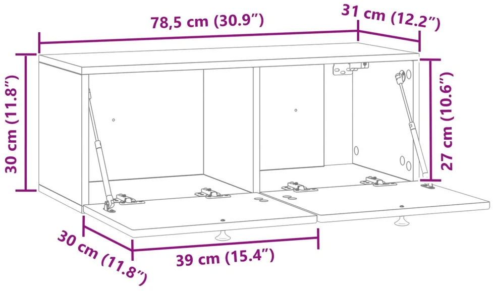 TV staliukas Sieninė TV spintelė Balta 78,5 x 31 x 30 cm Apdirbta mediena