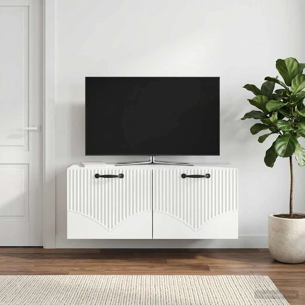 TV staliukas Sieninė TV spintelė Balta 78,5 x 31 x 30 cm Apdirbta mediena